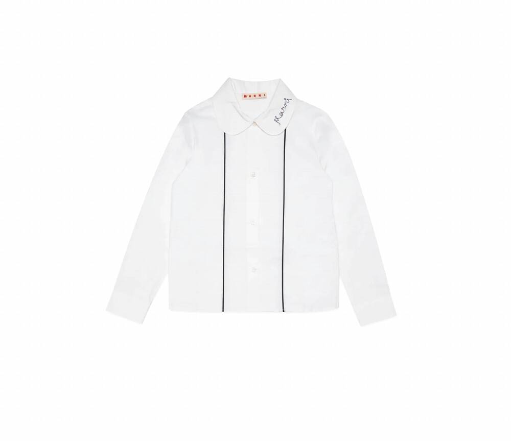 NEW MARNI girls collared poplin shirt in white